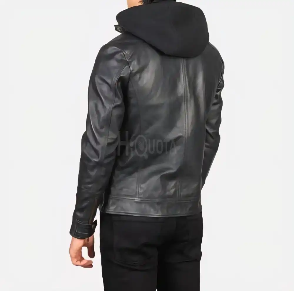 New genuine cowhide leather jacket with removable hoodie